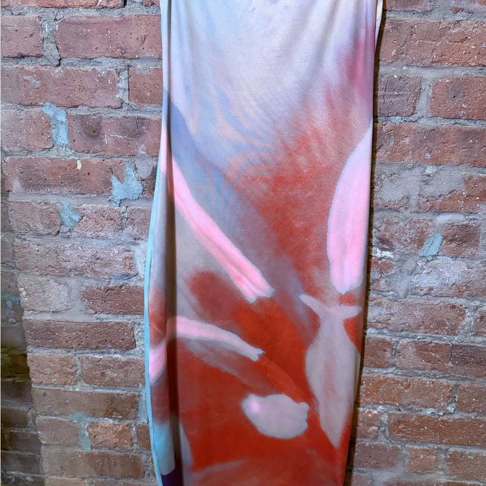 Belle the Label Abstract Floral Slip Dress | Coral Pink Mint | Size S - Picture 4 of 6